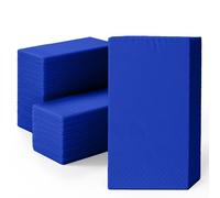Party Solids Dark Blue Dinner Napkins 8" x 4" Folded - 40 Pcs 2 Ply Dark Blue Napkins Paper Guest Towels for Bathrooms, Dinners, Everyday Parties & Party Supplies