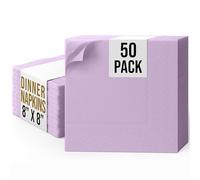 Party Solids Lavender Dinner Napkins Everyday 50 Pcs 2-Ply Lavender Napkins Paper 8" x 8" Folded - for Everyday, Parties & Party Supplies