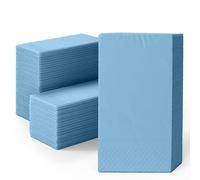 Party Solids Light Blue Dinner Napkins 8" x 4" Folded - 40 Pcs 2 Ply Light Blue Napkins Paper Guest Towels for Bathrooms, Dinners, Everyday Parties & Party Supplies