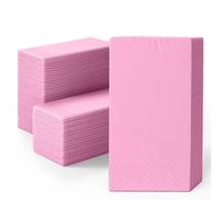 Party Solids Pink Dinner Napkins 8" x 4" Folded - 40 Pcs 2 Ply Pink Napkins Paper Guest Towels for Bathrooms, Dinners, Everyday Parties & Party Supplies