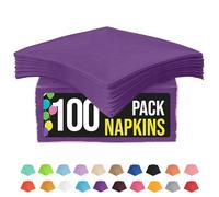 Party Solids Purple Paper Napkins Everyday 100 Pcs 2 Ply 11.43cm x 11.43cm Purple Dinner Napkins Bulk for Parties & Party Supplies