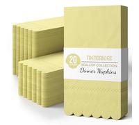 Party Solids Yellow Scalloped Napkins Disposable 20 Pcs 3-Ply Yellow Scalloped Dinner Napkins Disposable Decorative for Dinners & Parties, Paper Guest Towels for Bathroom & Party Supplies