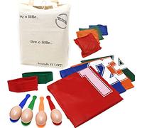 Party Sports Day Set - Sack Race, 3 Legged Race, Egg and Spoon Race, Bean Bags