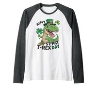 Party ST Patrick's PAT T-REX Day Kids Clover Irish Raglan Baseball Tee