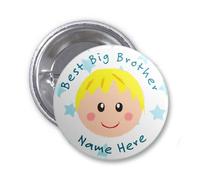 Party Supplies Online Personalised 'Best Big Brother' Pin Back Badge Blonde Hair 59mm Metal Badge