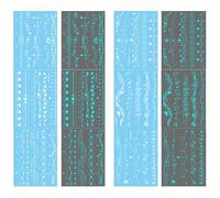 Party Supply Glow-in-Dark Necklace Tattoo Stickers - Blue Luminous Star Crescent Moon Temporary Tattoos For Women White Floral Collarbone/Wrist Waterproof Temporary Tattoos (16 Designs)