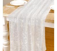 Party Table Cloth, 70x300cm White And Silver Coffee Table Runner Christmas, Organza Sparkle Table-Cover Wedding Tableware Decoration, Long Tablecloth For Baby Shower, Birthday, Ceremony, Anniversary
