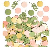 Party Table Decorations, Confetti Decorations, Table Scatter, 100PCS Green Pink Gold Round and Leaf Shape Decorative Confetti for Wedding Birthday Baby Shower Party Supplies
