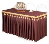 Party table skirt,Table Skirts Rectangle Table Baby Showers Party Wedding Banquet Table Skirt Tablecloth Decorate Solid Color Table Skirt Cover Tableware Cloth(Dark Brown,Custom size)
