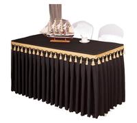 Party table skirt,Table Skirts Rectangle Table Baby Showers Party Wedding Banquet Table Skirt Tablecloth Decorate Solid Color Table Skirt Cover Tableware Cloth(Black,180x40x75cm)