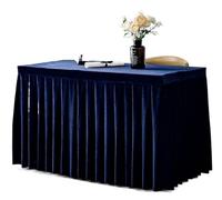 Party table skirt,Table Skirts Solid Color Conference Tablecloth Exhibition Celebration Table Cover Gold Velvet Tablecloth Table Skirt Plush Table Decorate(Deep Blue,140x60x75cm)