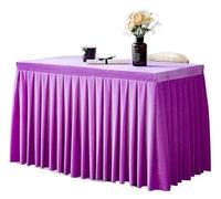 Party table skirt,Table Skirts Solid Color Conference Tablecloth Exhibition Celebration Table Cover Gold Velvet Tablecloth Table Skirt Plush Table Decorate(Light Purple,140x40x75cm)