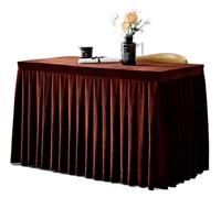 Party table skirt,Table Skirts Solid Color Conference Tablecloth Exhibition Celebration Table Cover Gold Velvet Tablecloth Table Skirt Plush Table Decorate(Dark Brown,120x40x75cm)