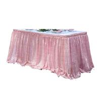 Party Table Skirts Tablecloth Glitter Sparkly Shimmer Rectangle Table Covers For Birthday Party Event Wedding Decor(Pink,8ft 70x250cm)