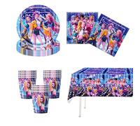 Party Tableware Set - 41/81PCS K Pop Birthday Decorations Demon Hunters Cartoon Themed Birthday Party Supplies Tablecloth Paper Plates Cups Napkins (A1)