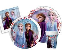Party Tableware Set Disney Frozen II for 8 People (44 pcs: 8 Paper Plates Ø23cm, 8 Paper Plates Ø20cm, 8 Cups 200ml, 20 Paper Napkins 33x33cm)