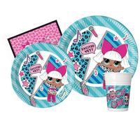 Party Tableware Set L.O.L. Surprise! Rock On! for 8 people (44 pcs: 8 paper plates Ø23cm, 8 paper plates Ø20cm, 8 cups 200ml, 20 paper napkins 33x33cm)