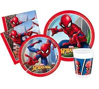 Party Tableware Set Marvel Spider-Man Crime Fighter for 24 people (112 pcs: 24 paper plates Ø23cm, 24 paper plates Ø20cm, 24 cups 200ml, 40 paper napkins 33x33cm)
