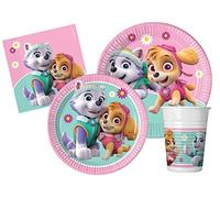 Party Tableware Set Paw Patrol Skye & Everest for 24 people (112 pcs: 24 paper plates Ø23cm, 24 paper plates Ø20cm, 24 cups 200ml, 40 paper napkins 33x33cm)