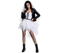 PARTY TELLER Gothic Bride Costume for Women, Halloween Outfit Set