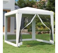 vidaXL Party Tent with 4 Mesh Sidewalls 2.5m White Patio Garden Canopy Gazebo