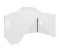 Party Tent 3x4.5m White PVC-Coated 600D Oxford Canopy Steel Frame Foldable w/4