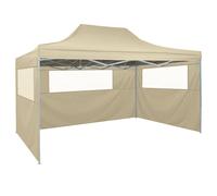 Party Tent 3x4m Cream 600D Oxford PVC Roof Steel Frame Folding Canopy w/3 Sides
