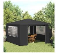 Party Tent 4x4m Anthracite PE Canopy with Steel Frame & Windowed Sidewalls Quick