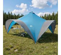 Party Tent 5x5m Blue Polyester Steel Frame Waterproof UV-Resistant Tailgate Door