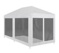 Party Tent 6x3m White Iron Frame PE Roof Mesh Sidewalls Zipped Door for Weddings