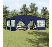 Party Tent 6x4 m Blue Polyethylene Collapsible with 8 PE Walls Weatherproof Easy