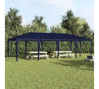 Party tent 8x4m Blue Polyethylene with Steel Frame Collapsible Garden Shelter XL