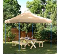 Party Tent Beige 292x292x315cm Oxford Fabric Foldable Pop-Up Sturdy Wheeled Bag