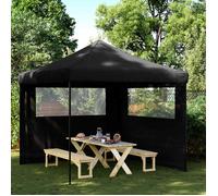 Party Tent Black Oxford Fabric 292x292x315cm Foldable Pop-Up with Wheeled Bag UV