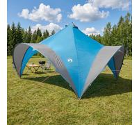 Party Tent Blue 4x4m Polyester Steel Frame Waterproof UV-Resistant Tailgate Camp