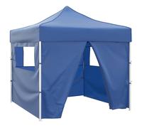 Party Tent Blue Oxford Fabric 291x291x315cm Folding Pop-Up with Wheeled Bag Easy