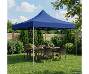 Party Tent Blue Oxford Fabric PVC 291x291x315cm Foldable Pop-Up with Wheeled Bag