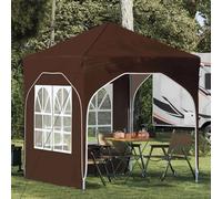 Party Tent Brown 192x192x245cm 210D Oxford Pop-Up Height Adjustable Quick Setup