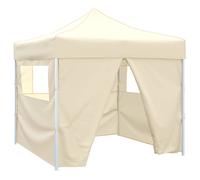 Party Tent Cream 291x291x315cm Oxford Fabric Pop-Up Folding with Wheeled Bag Pro