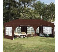 Party Tent Pop-up Brown Oxford Fabric 575x288x245cm Height-Adjustable 3-Level UV