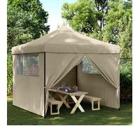 Party Tent Taupe Oxford Fabric 292x292x315cm Easy Foldable Pop-Up with Wheel Bag