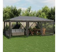 vidaXL Party Tent with 10 Mesh Sidewalls Party Gazebo Canopy Anthracite HDPE