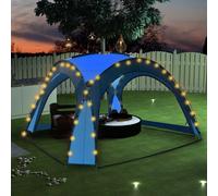 vidaXL Party Tent with LED and 4 Sidewalls Blue Garden Camping Canopy Gazebo