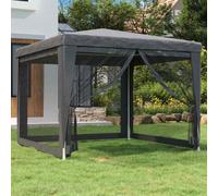 vidaXL Party Tent with 4 Mesh Sidewalls Anthracite 3x3 m HDPE, Black