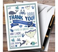 Party Thank You Cards Whale Shark Fish Ocean Under The Sea Party with Envelopes - Any Custom Text for Any Occasion