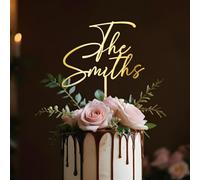 Party to Be Customized Wedding Cake Topper with Bride and Groom's Last Name Personalized Cake Decoration in Acrylic
