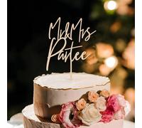 Party to Be Mr & Mrs Wedding Cake Topper Custom Bride Groom Last Name Personalized Cake Decoration Anniversary Engagement Cake Topper in Wood D1 (Stadella)