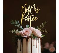 Party to Be Mr & Mrs Wedding Cake Topper Custom Bride Groom Last Name Personalized Cake Decoration Anniversary Engagement Cake Topper in Acrylic D1 (Stadella)