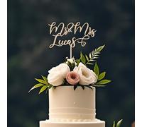 Party to Be Mr & Mrs Wedding Cake Topper in Wood Personalized Bride and Groom's Last Name Custom Anniversary Cake Decoration