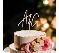 Party to Be Wedding Cake Topper Custom Bride Groom Name Initials Personalized Cake Decoration Anniversary Engagement Cake Topper in Wood D3 (Stadella)